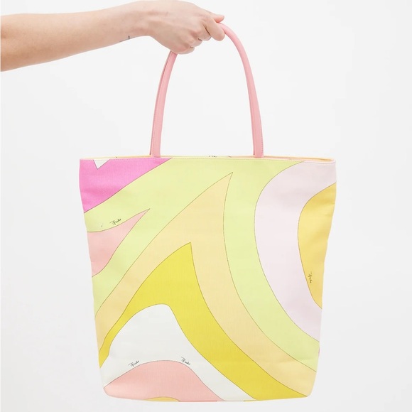 Vintage Emilio Pucci Pink Canvas Tote - Picture 3 of 12